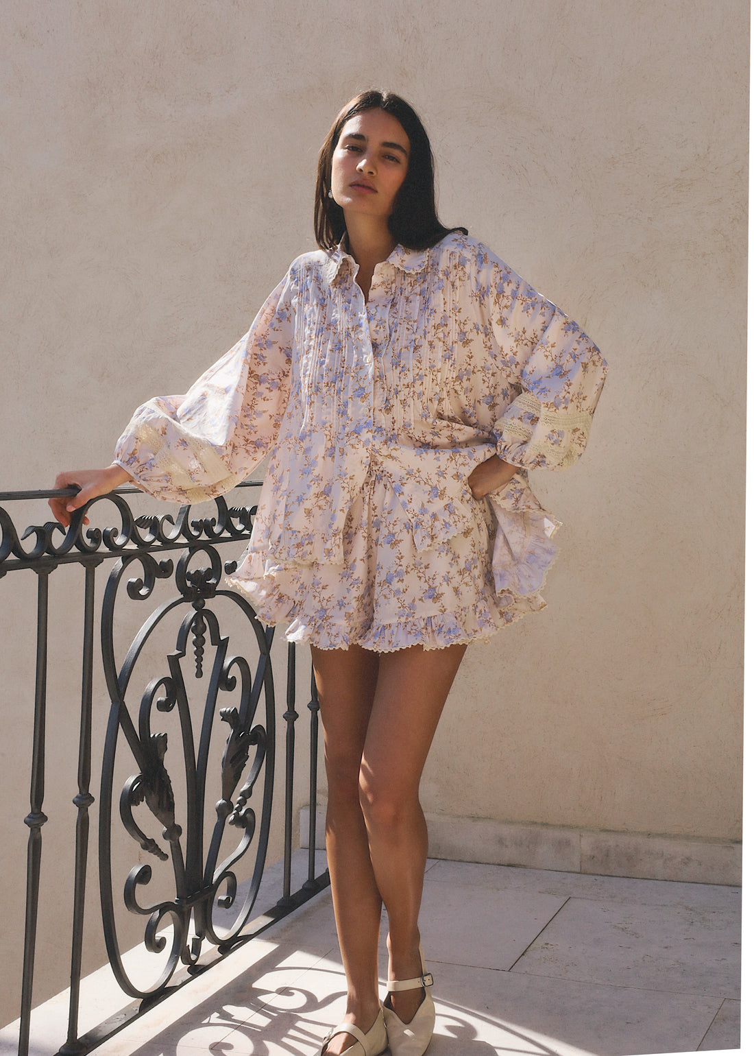 Carlotta Pintuck Floral Shirt
