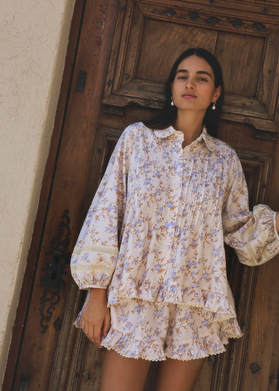 Carlotta Pintuck Floral Shirt