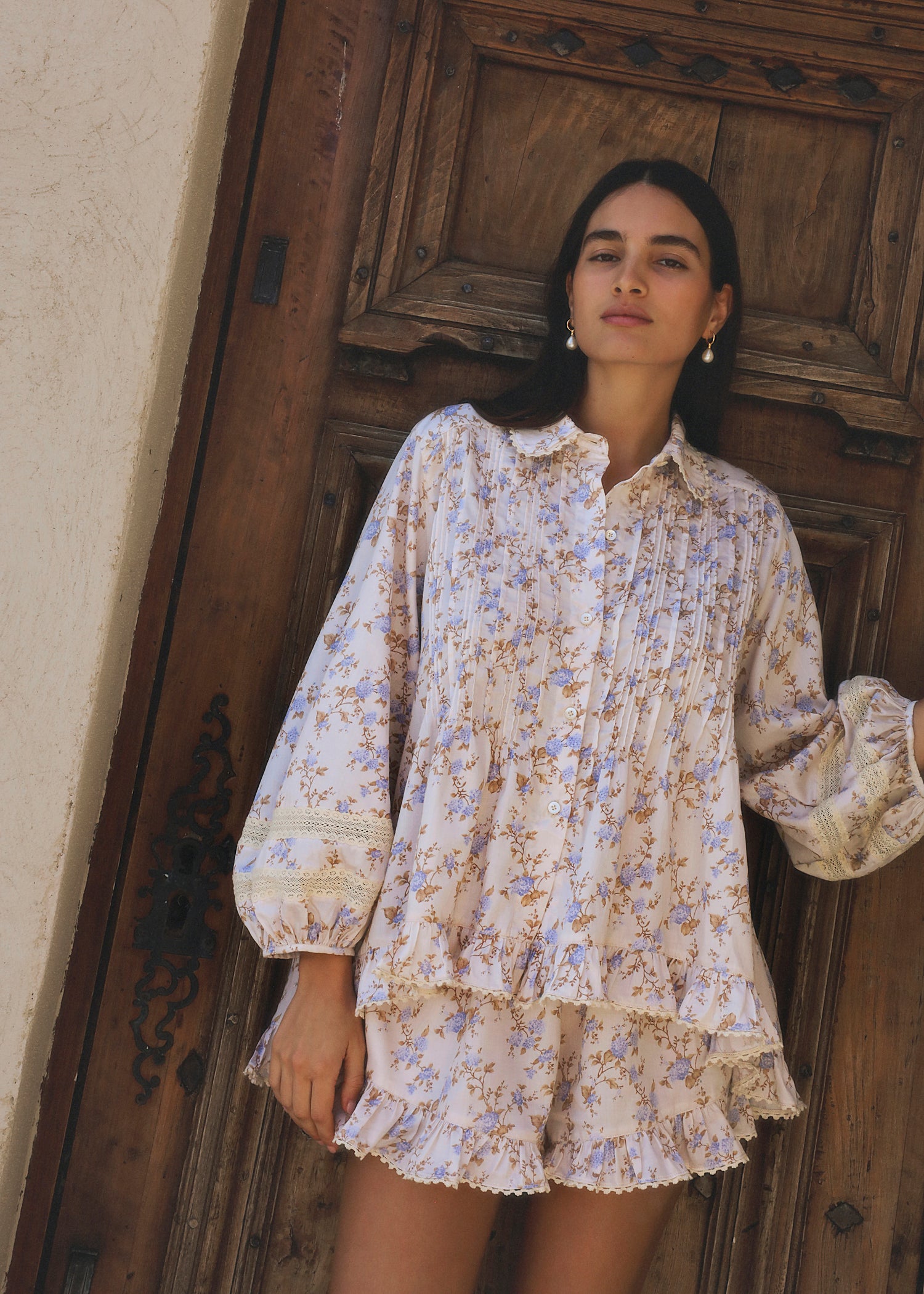 Carlotta Pintuck Floral Shirt