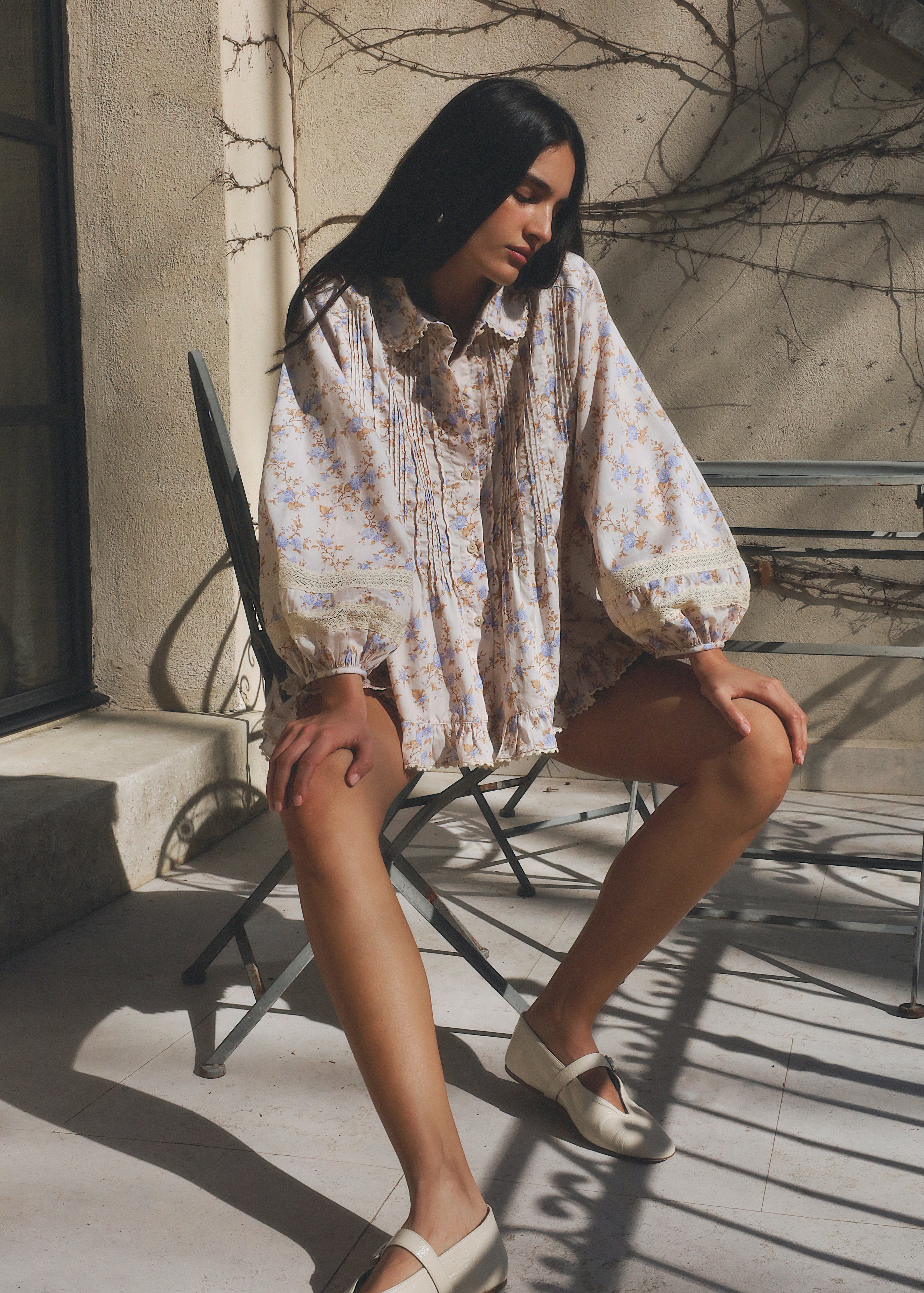 Carlotta Pintuck Floral Shirt