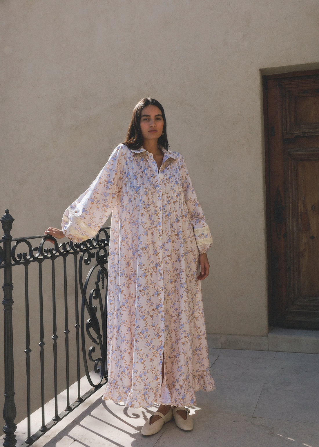 Sabina Pintuck Floral Dress