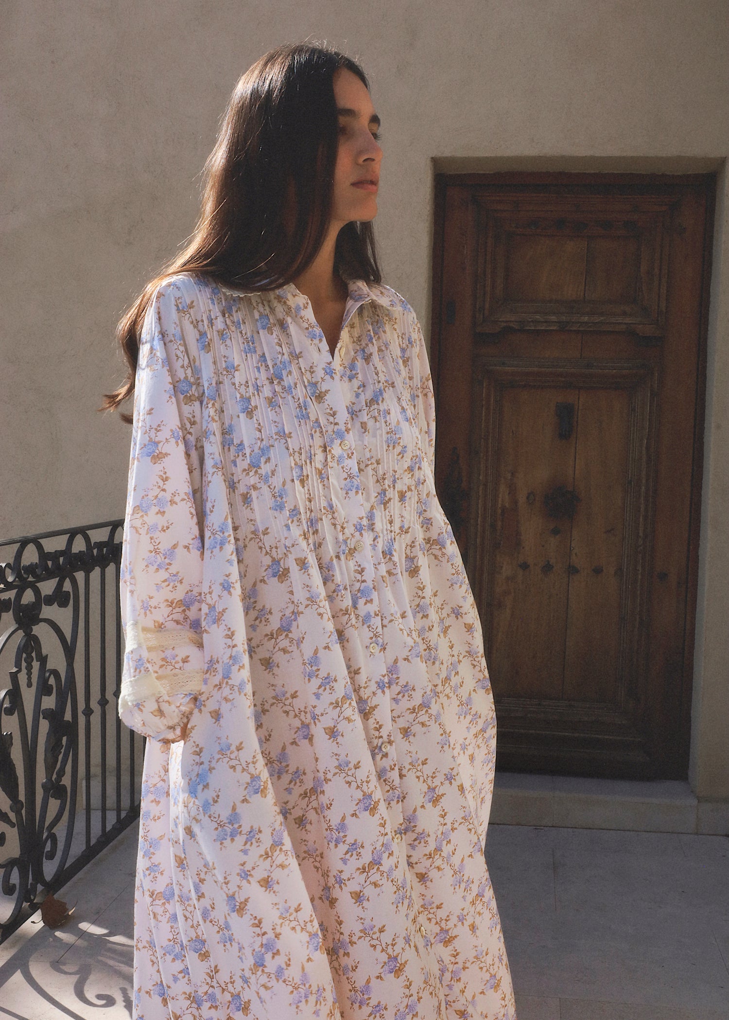 Sabina Pintuck Floral Dress