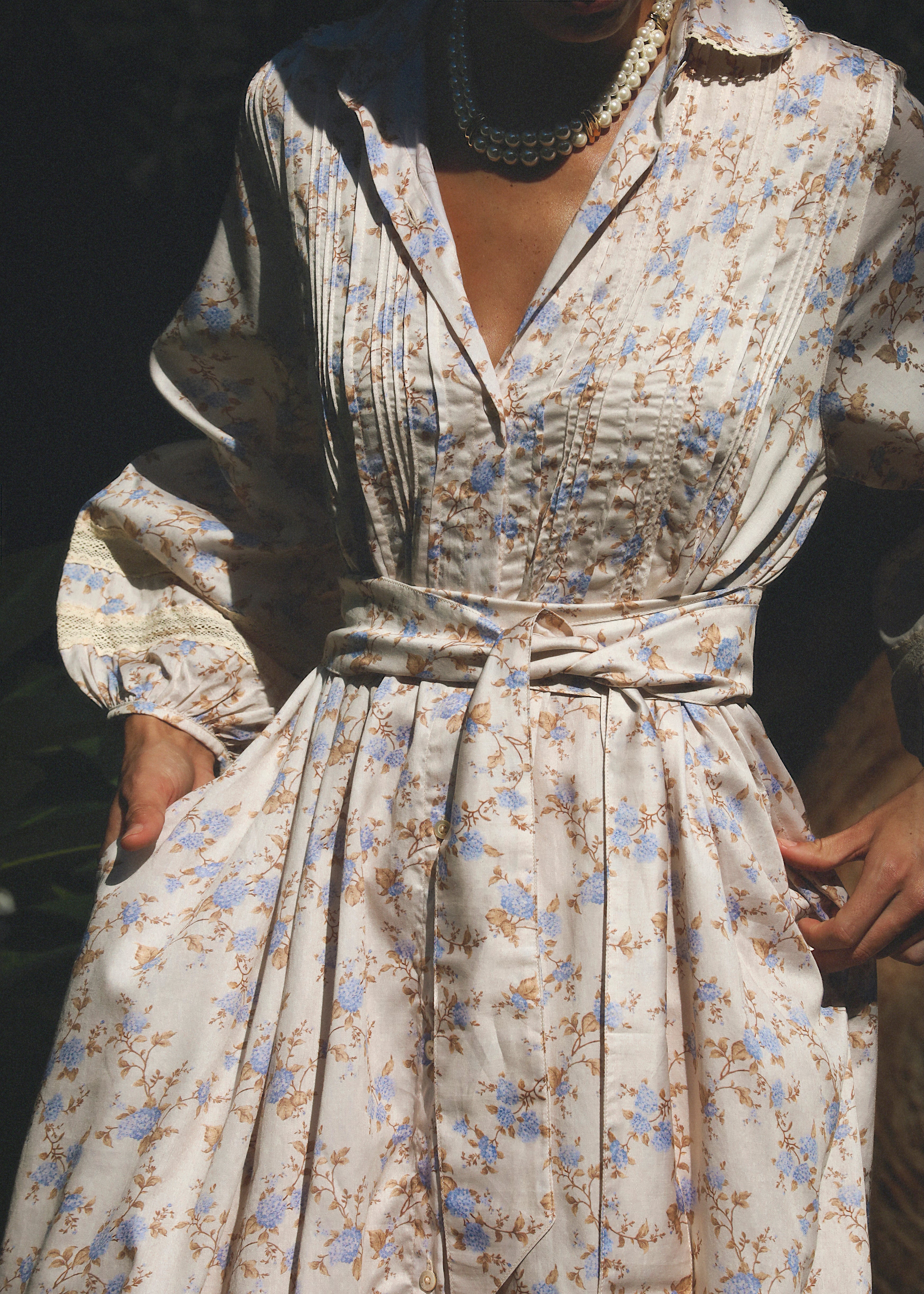 Sabina Pintuck Floral Dress