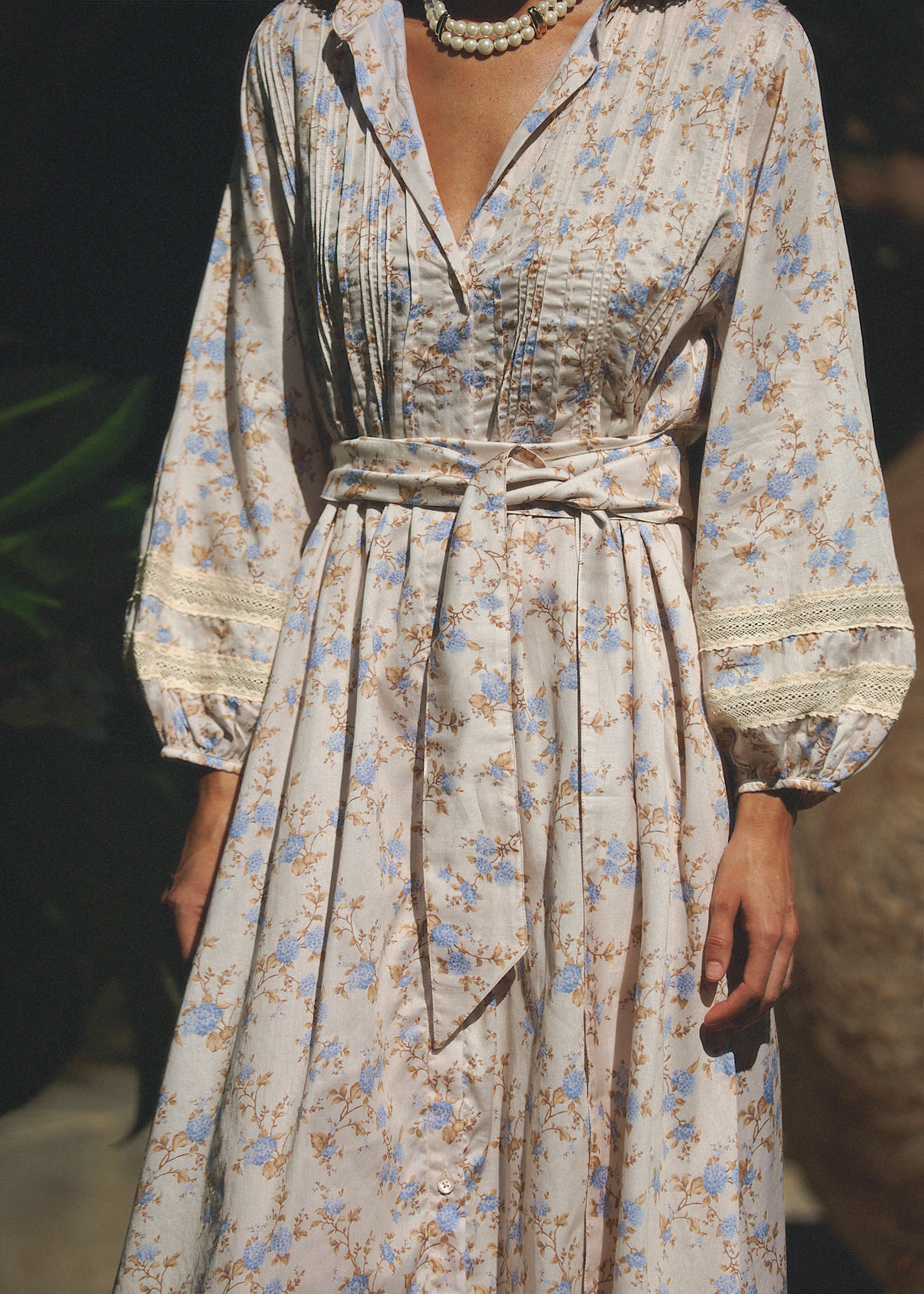 Sabina Pintuck Floral Dress