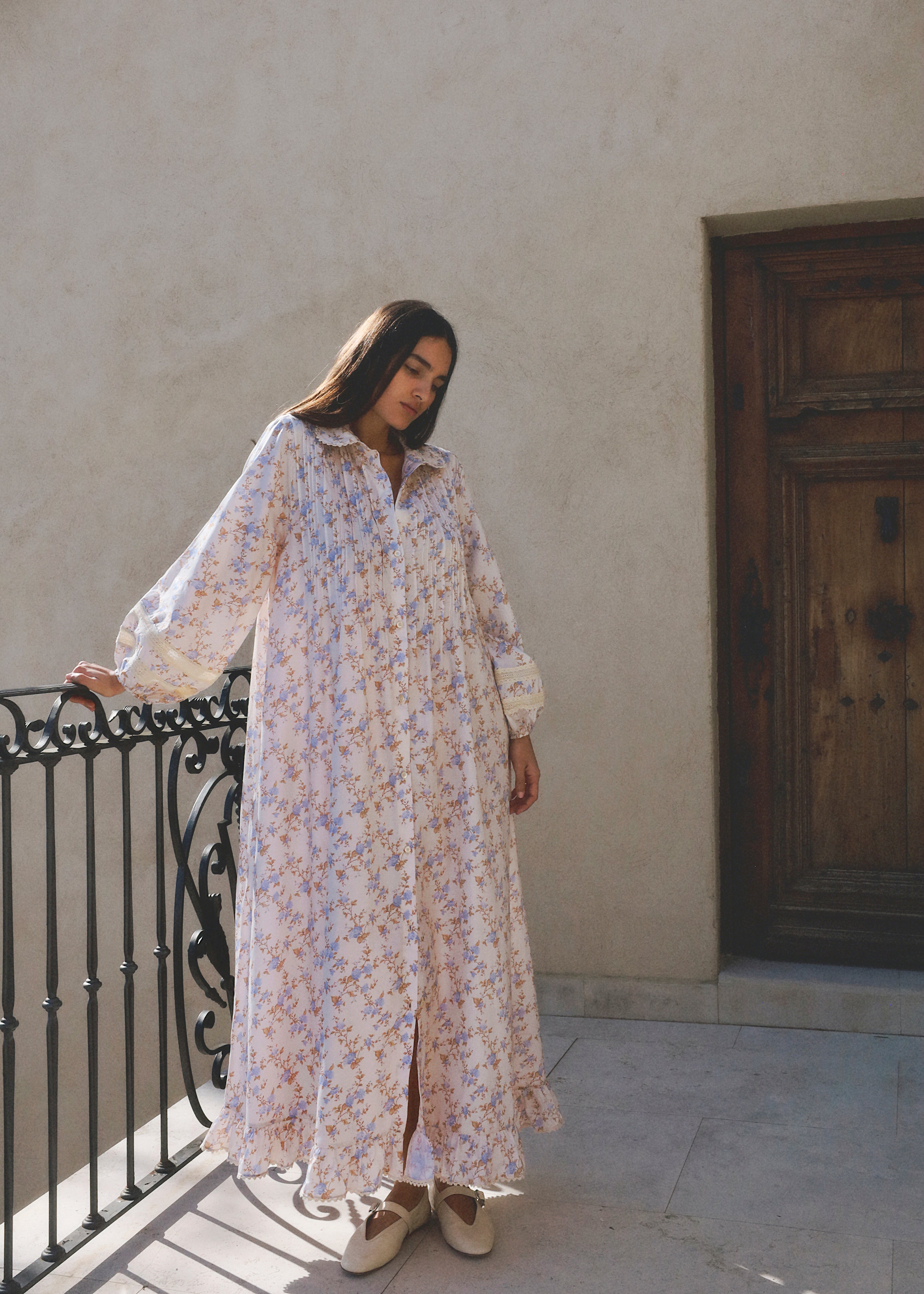 Sabina Pintuck Floral Dress