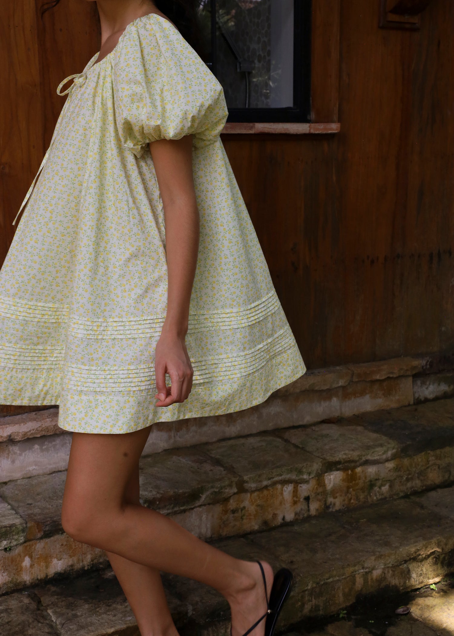 Sample - Drawstring Pleated Smock Dress