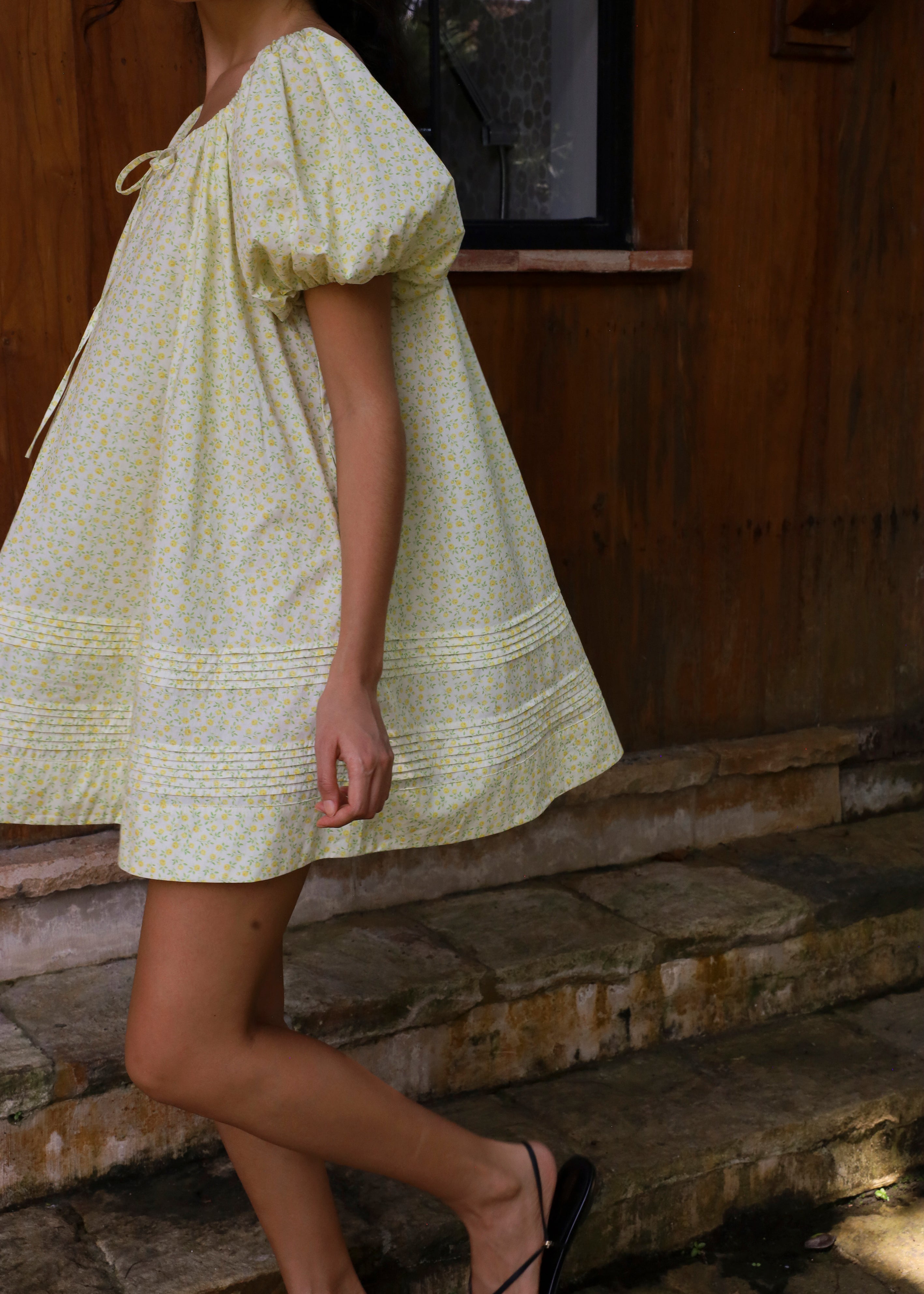 Sample - Drawstring Pleated Smock Dress