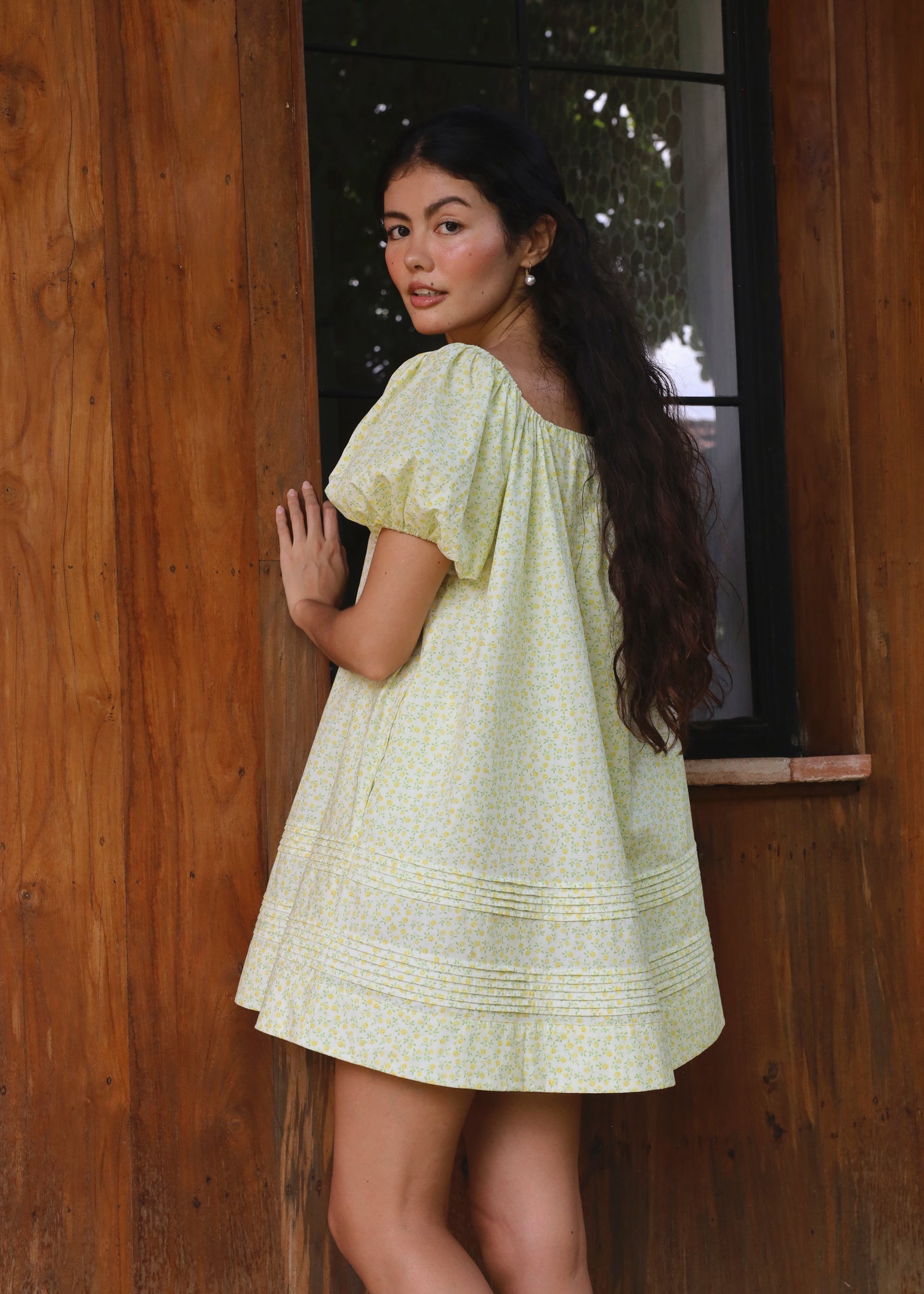 Sample - Drawstring Pleated Smock Dress